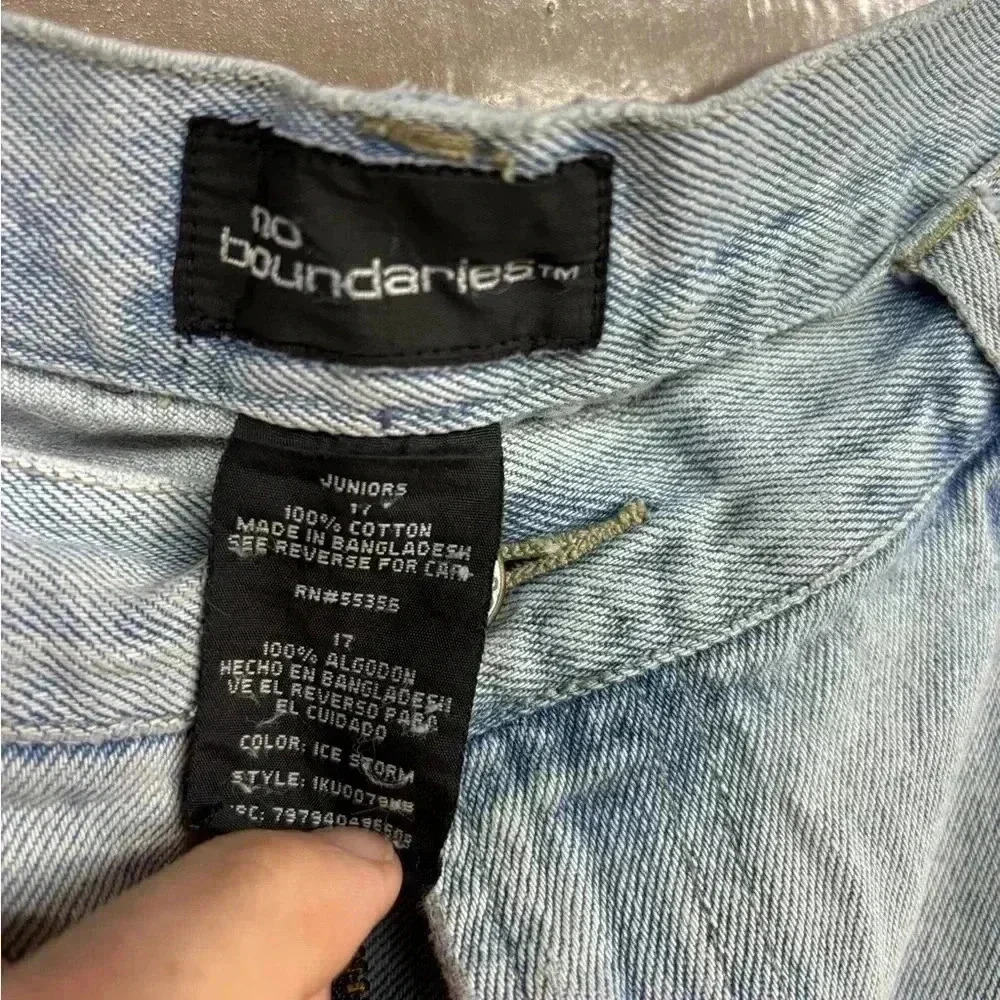 No Boundaries flared light denim jeans with ribbon detail - Picture 2 of 5
